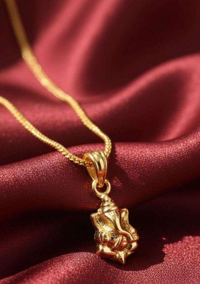Gold-Plated Quirky Pendants with Chains for Men & Women | Traditional Temple Jewellery for Wedding & Festive Wear | Festive Gift - Indya