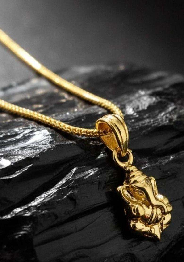 Gold-Plated Quirky Pendants with Chains for Men & Women | Traditional Temple Jewellery for Wedding & Festive Wear | Festive Gift - Indya