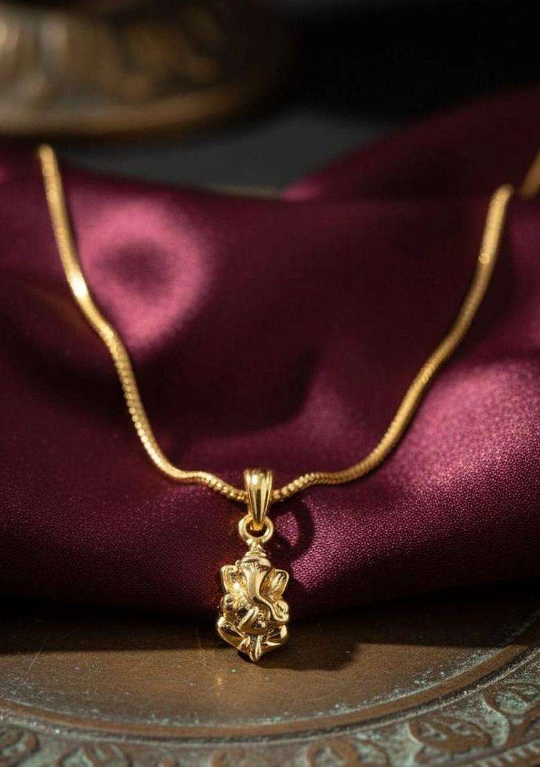 Gold-Plated Quirky Pendants with Chains for Men & Women | Traditional Temple Jewellery for Wedding & Festive Wear | Festive Gift - Indya