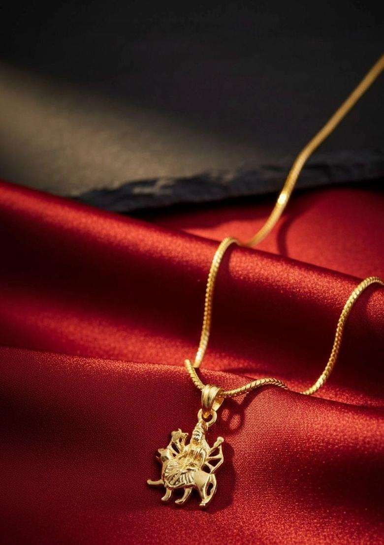 Gold-Plated Quirky Pendants with Chains for Men & Women | Traditional Temple Jewellery for Wedding & Festive Wear | Festive Gift - Indya