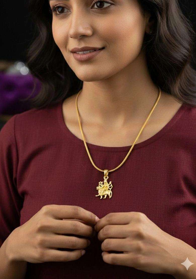 Gold-Plated Quirky Pendants with Chains for Men & Women | Traditional Temple Jewellery for Wedding & Festive Wear | Festive Gift - Indya