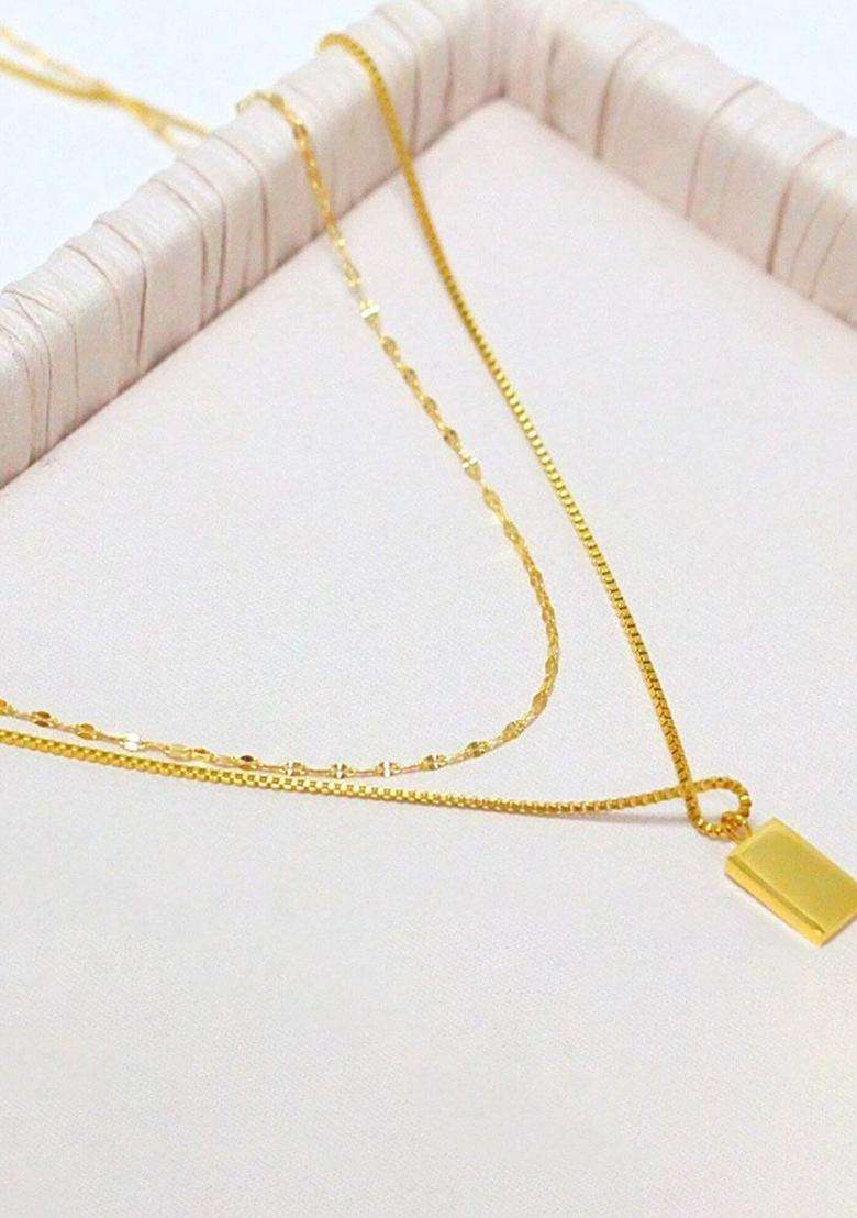 Gold-Plated Feather Shaped Pendant with Chain for Women | Stylish Party & Everyday Wear | Gift for Her - Indya