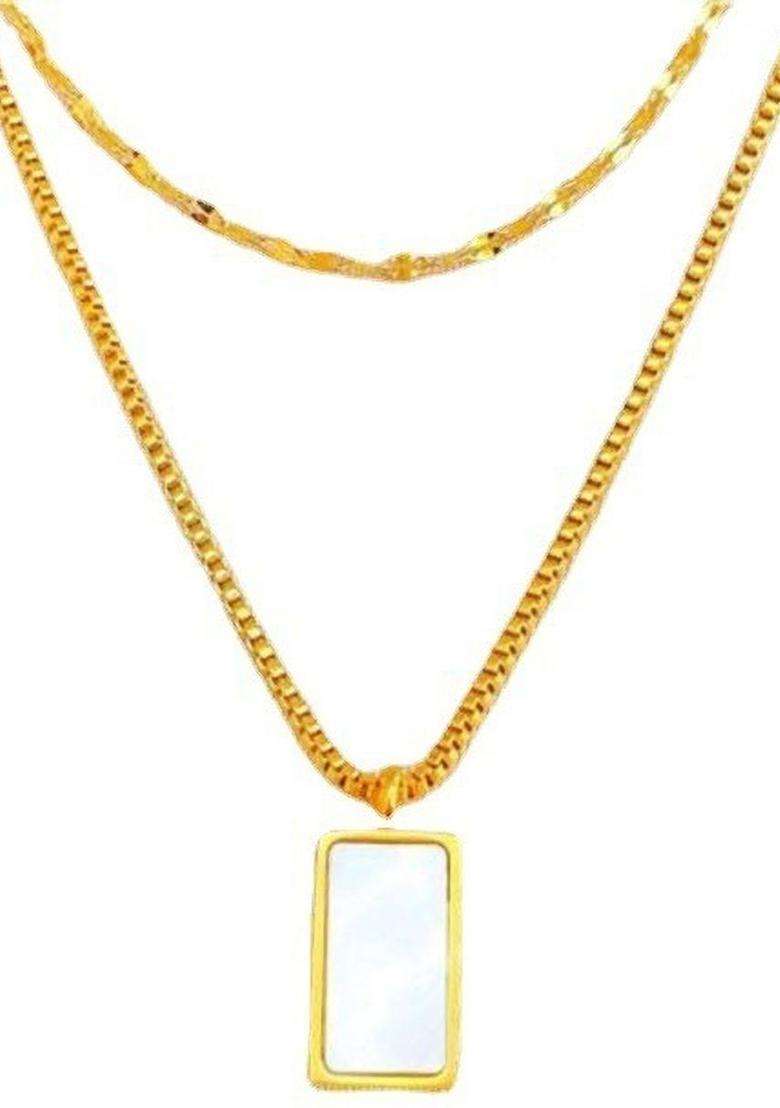 Gold-Plated Feather Shaped Pendant with Chain for Women | Stylish Party & Everyday Wear | Gift for Her - Indya
