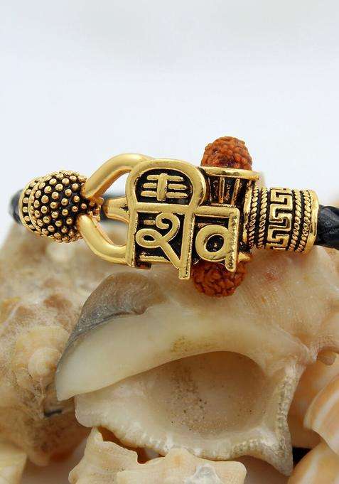 Gold-Plated Temple Kada Bracelet for Men | Traditional Temple Jewellery for Wedding & Festive Wear | Gift for Him