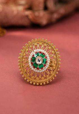 Gold-Plated Temple Finger Ring for Women | Traditional Temple Jewellery for Wedding & Festive Wear | Gift for Her