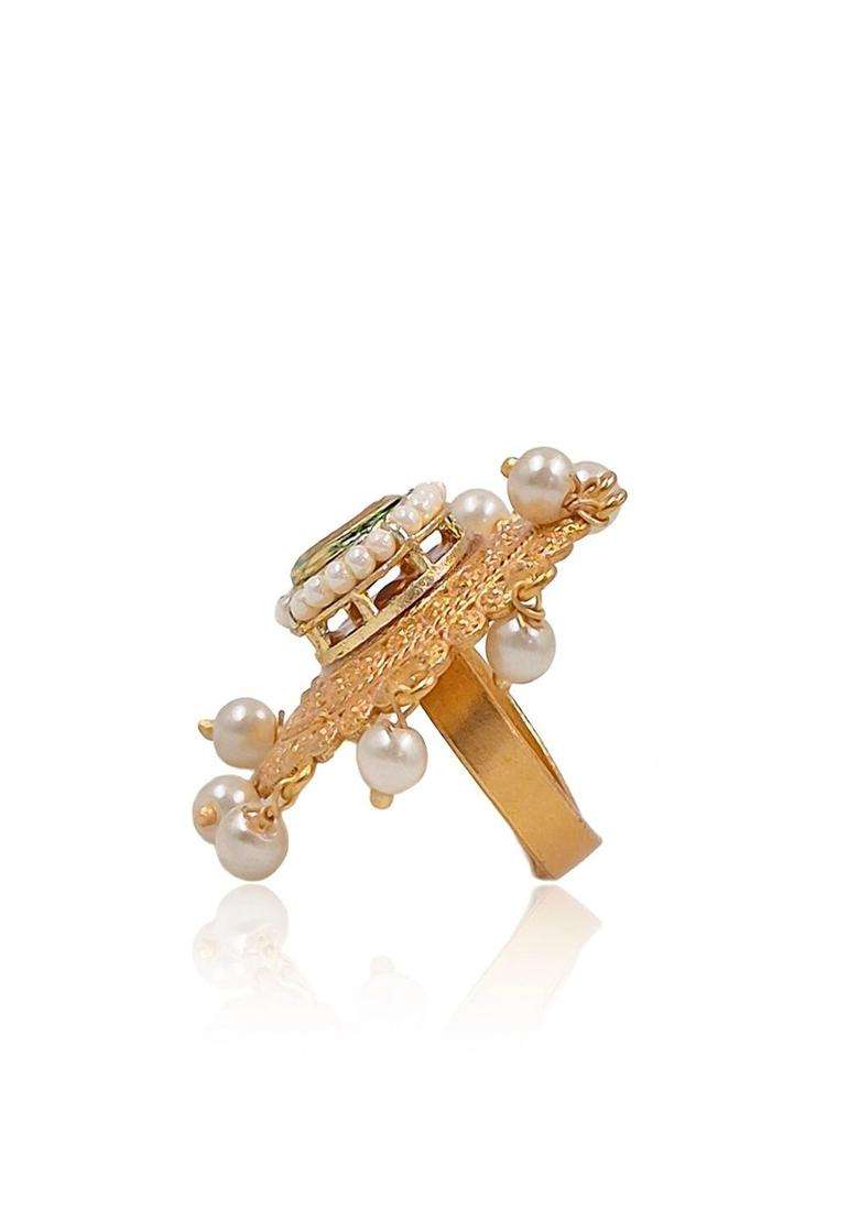 Gold-Plated Temple Finger Ring for Women | Traditional Temple Jewellery for Wedding & Festive Wear | Gift for Her - Indya