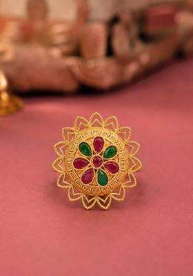 Gold-Plated Temple Finger Ring for Women | Traditional Temple Jewellery for Wedding & Festive Wear | Gift for Her