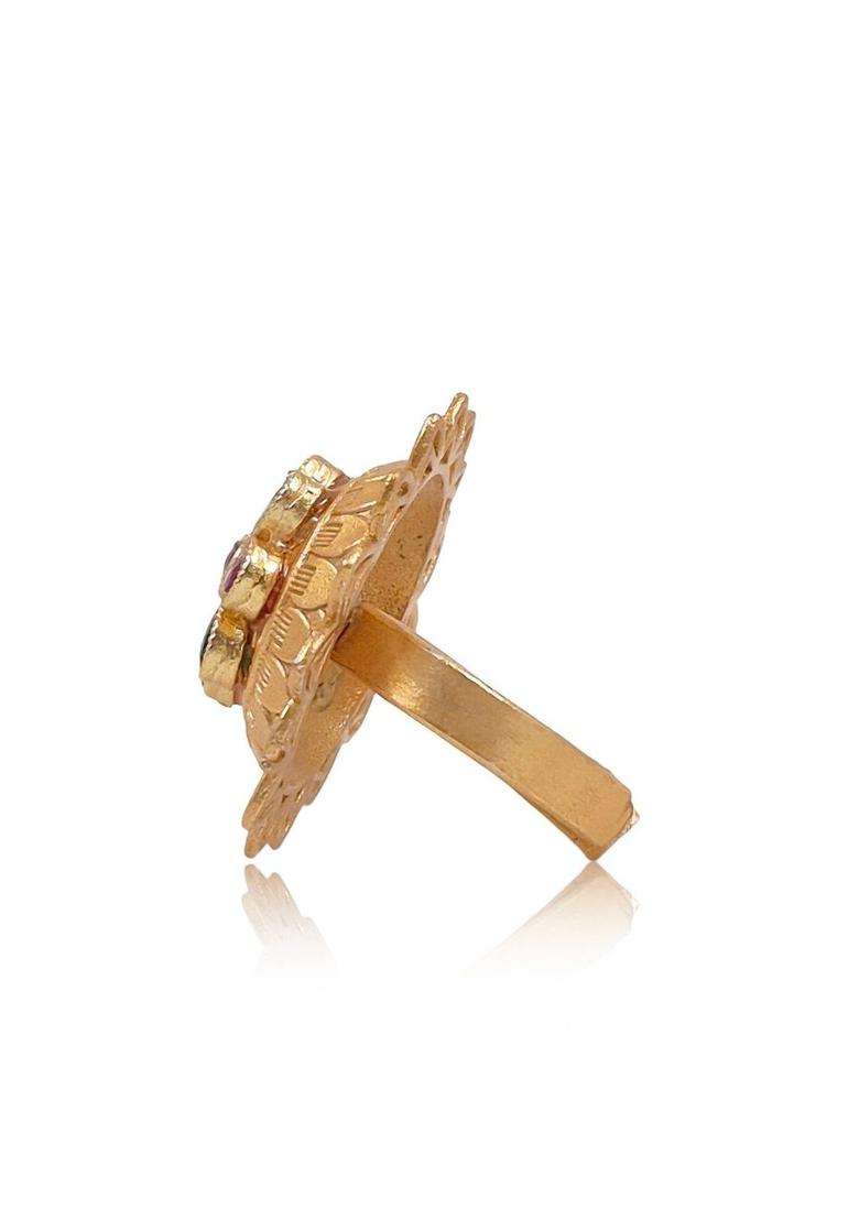 Gold-Plated Temple Finger Ring for Women | Traditional Temple Jewellery for Wedding & Festive Wear | Gift for Her - Indya