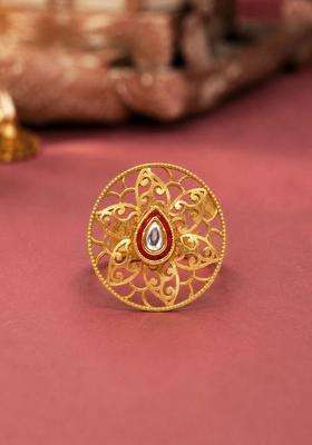 Gold-Plated Temple Finger Ring for Women | Traditional Temple Jewellery for Wedding & Festive Wear | Gift for Her