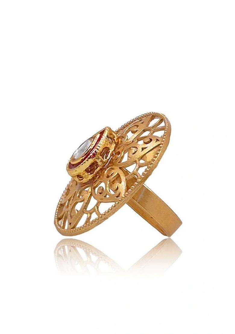 Gold-Plated Temple Finger Ring for Women | Traditional Temple Jewellery for Wedding & Festive Wear | Gift for Her - Indya