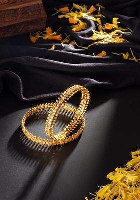 Set of 2 Gold-Plated Stone Studded Bangles for Women | Traditional Temple Jewellery for Wedding & Festive Wear | Gift for Her