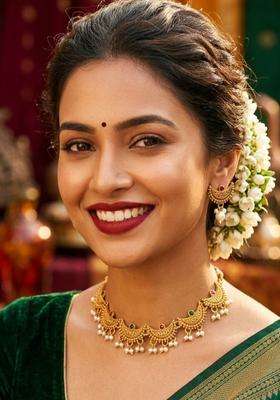 Gold-Plated Temple Stone-Studded Necklace and Earrings for Women | Traditional Temple Jewellery for Wedding & Festive Wear | Gift for Her