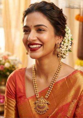 Gold-Plated Temple Stone-Studded Necklace and Earrings for Women | Traditional Temple Jewellery for Wedding & Festive Wear | Gift for Her