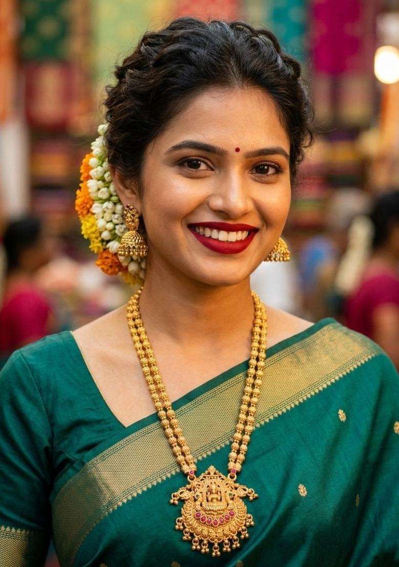 Gold-Plated Temple Stone-Studded Necklace and Earrings for Women | Traditional Temple Jewellery for Wedding & Festive Wear | Gift for Her - Indya