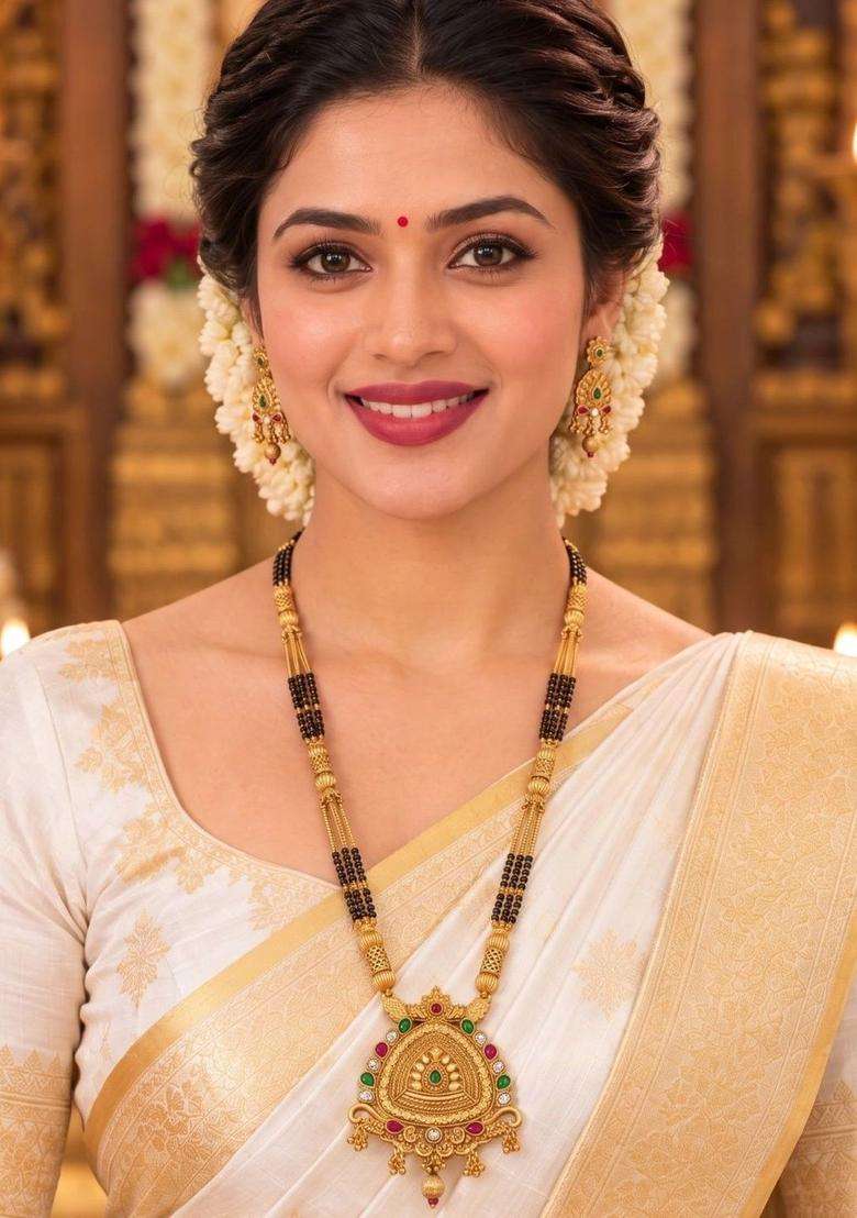 Gold-Plated Temple Stone Studded & Beaded Necklace and Earrings for Women | Traditional Temple Jewellery for Wedding & Festive Wear | Gift for Her - Indya