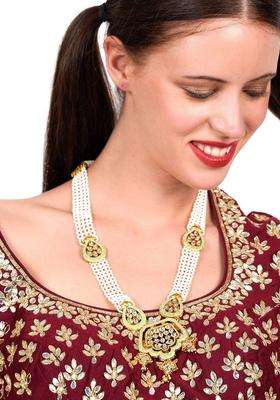 White Gold-Plated Kundan-Studded & Beaded Jewellery Set for Women | Traditional Temple Jewellery for Wedding & Festive Wear | Gift for Her