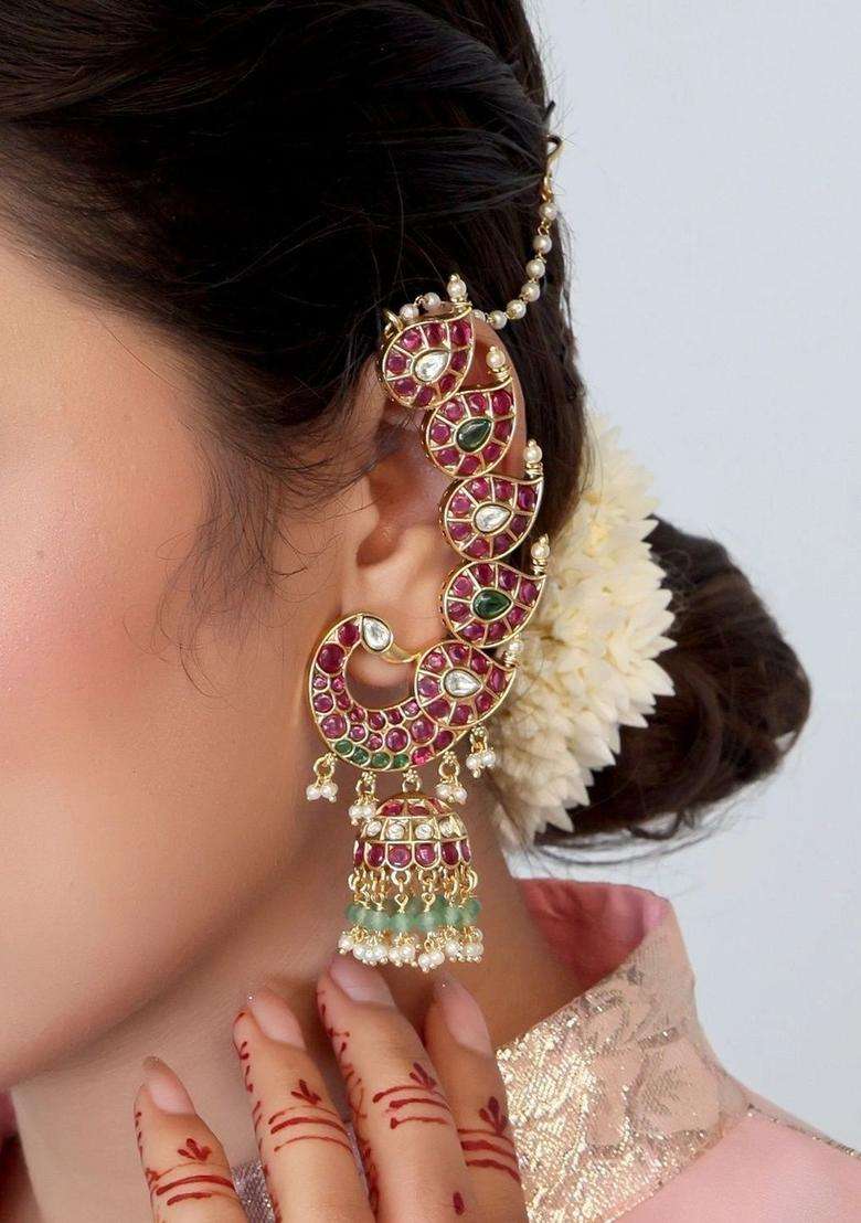 Gold-Plated Peacock Shaped Jhumkas Earrings for Women | Traditional Temple Jewellery for Wedding & Festive Wear | Gift for Her - Indya