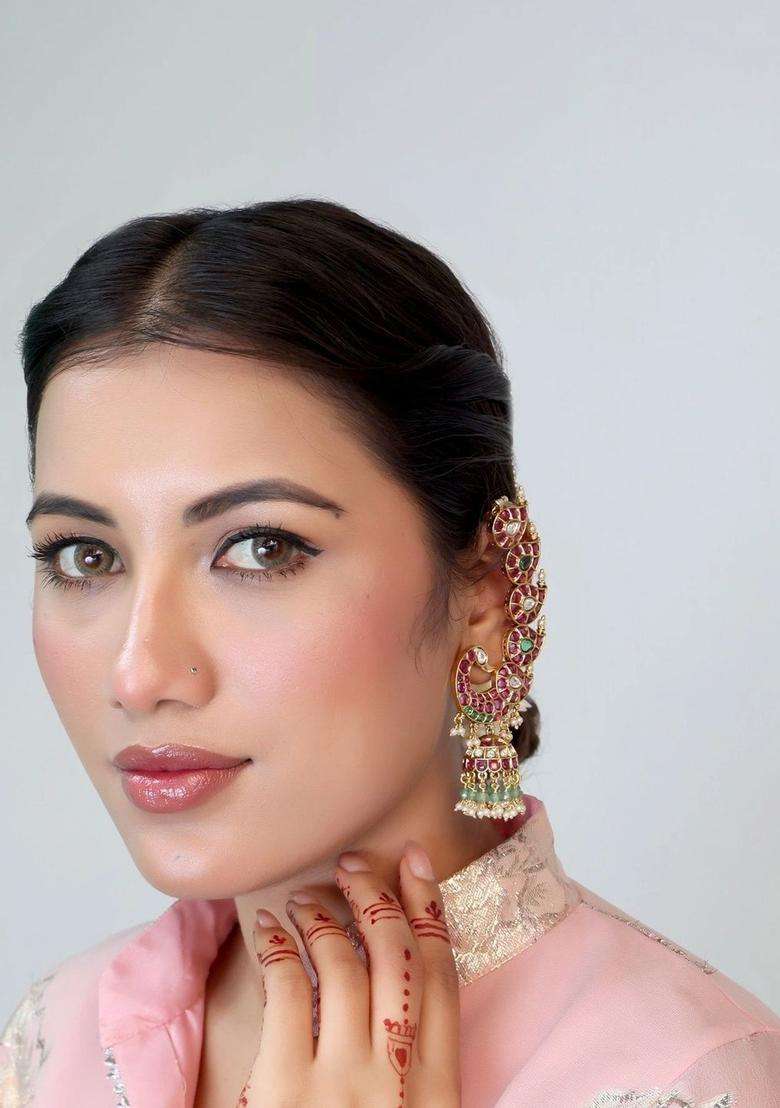 Gold-Plated Peacock Shaped Jhumkas Earrings for Women | Traditional Temple Jewellery for Wedding & Festive Wear | Gift for Her - Indya