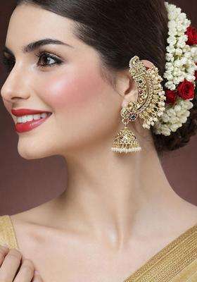 Peacock Shaped Ear Cuff Earrings for Women | Traditional Temple Jewellery for Wedding & Festive Wear | Gift for Her