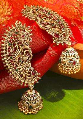Peacock Shaped Ear Cuff Earrings for Women | Traditional Temple Jewellery for Wedding & Festive Wear | Gift for Her