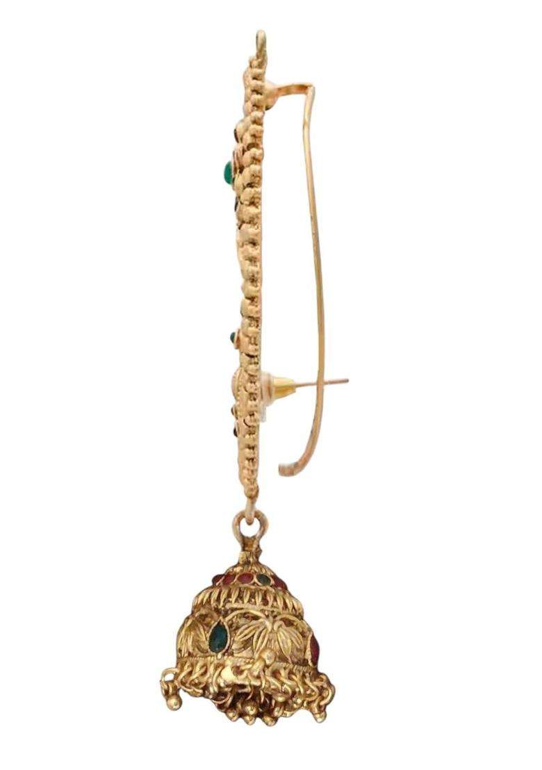Peacock Shaped Ear Cuff Earrings for Women | Traditional Temple Jewellery for Wedding & Festive Wear | Gift for Her - Indya