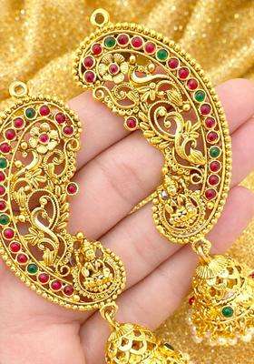 Paisley Shaped Ear Cuff Earrings for Women | Traditional Temple Jewellery for Wedding & Festive Wear | Gift for Her