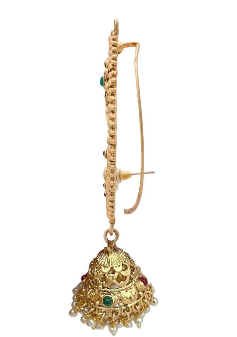 Paisley Shaped Ear Cuff Earrings for Women | Traditional Temple Jewellery for Wedding & Festive Wear | Gift for Her - Indya