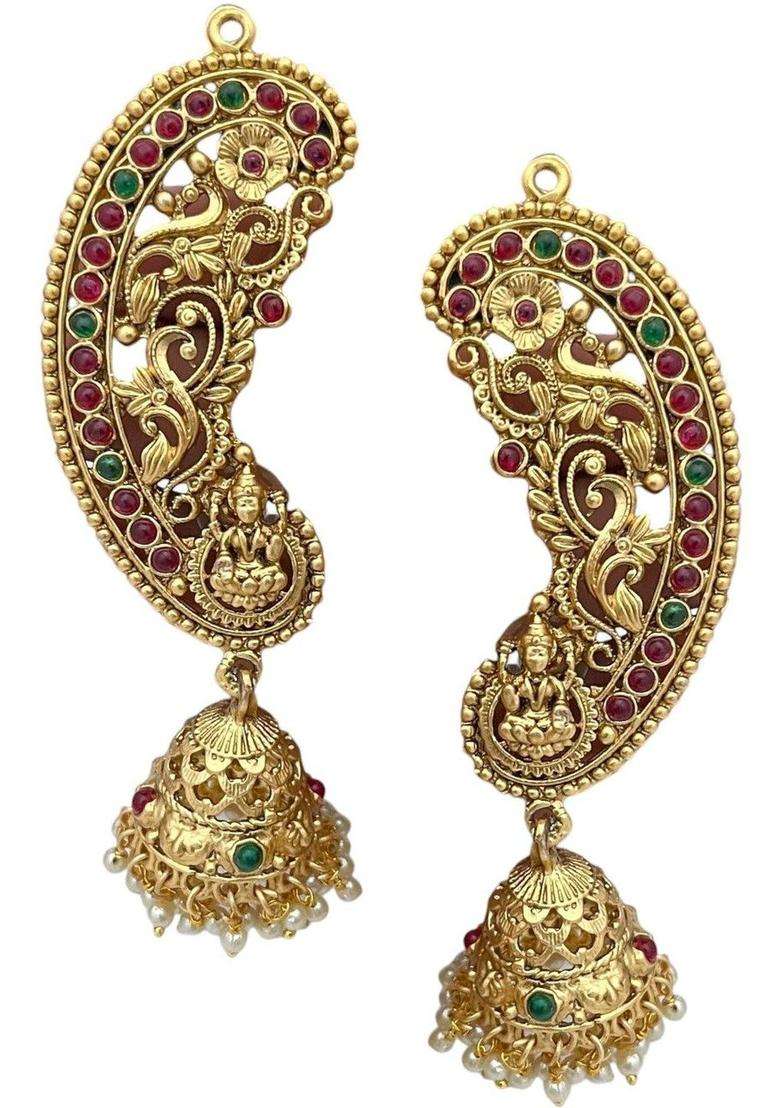 Contemporary Ear Cuff Earrings for Women | Traditional Temple Jewellery for Wedding & Festive Wear | Gift for Her - Indya