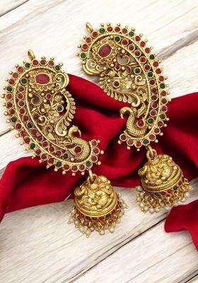 Peacock Shaped Ear Cuff Earrings for Women | Traditional Temple Jewellery for Wedding & Festive Wear | Gift for Her