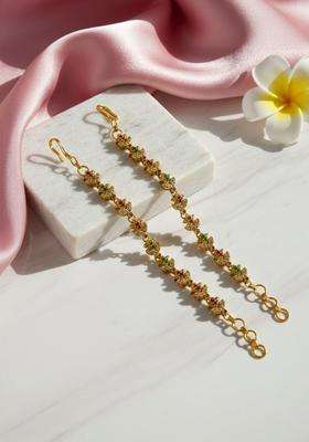 Gold-Plated Floral Earrings with CZ Stone for Women | Traditional Temple Jewellery for Wedding & Festive Wear | Gift for Her