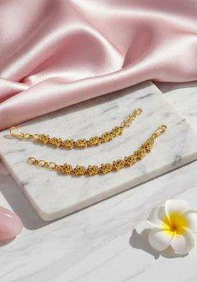 Gold-Plated Floral Earrings with CZ Stone for Women | Traditional Temple Jewellery for Wedding & Festive Wear | Gift for Her