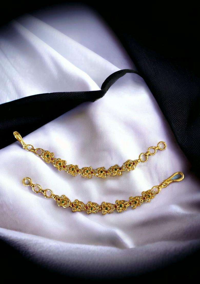 Gold-Plated Floral Earrings with CZ Stone for Women | Traditional Temple Jewellery for Wedding & Festive Wear | Gift for Her - Indya