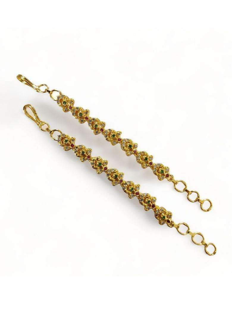 Gold-Plated Floral Earrings with CZ Stone for Women | Traditional Temple Jewellery for Wedding & Festive Wear | Gift for Her - Indya