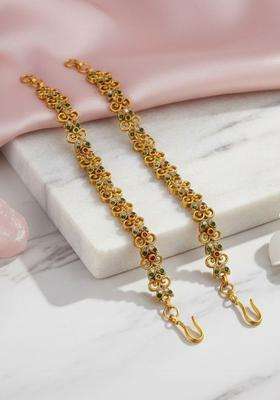 Gold-Plated Floral Earrings with CZ Stone for Women | Traditional Temple Jewellery for Wedding & Festive Wear | Gift for Her