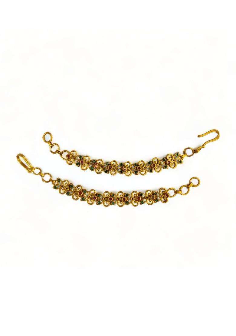 Gold-Plated Floral Earrings with CZ Stone for Women | Traditional Temple Jewellery for Wedding & Festive Wear | Gift for Her - Indya