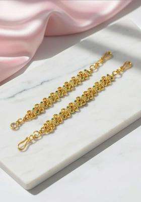 Gold-Plated Floral Earrings with CZ Stone for Women | Traditional Temple Jewellery for Wedding & Festive Wear | Gift for Her