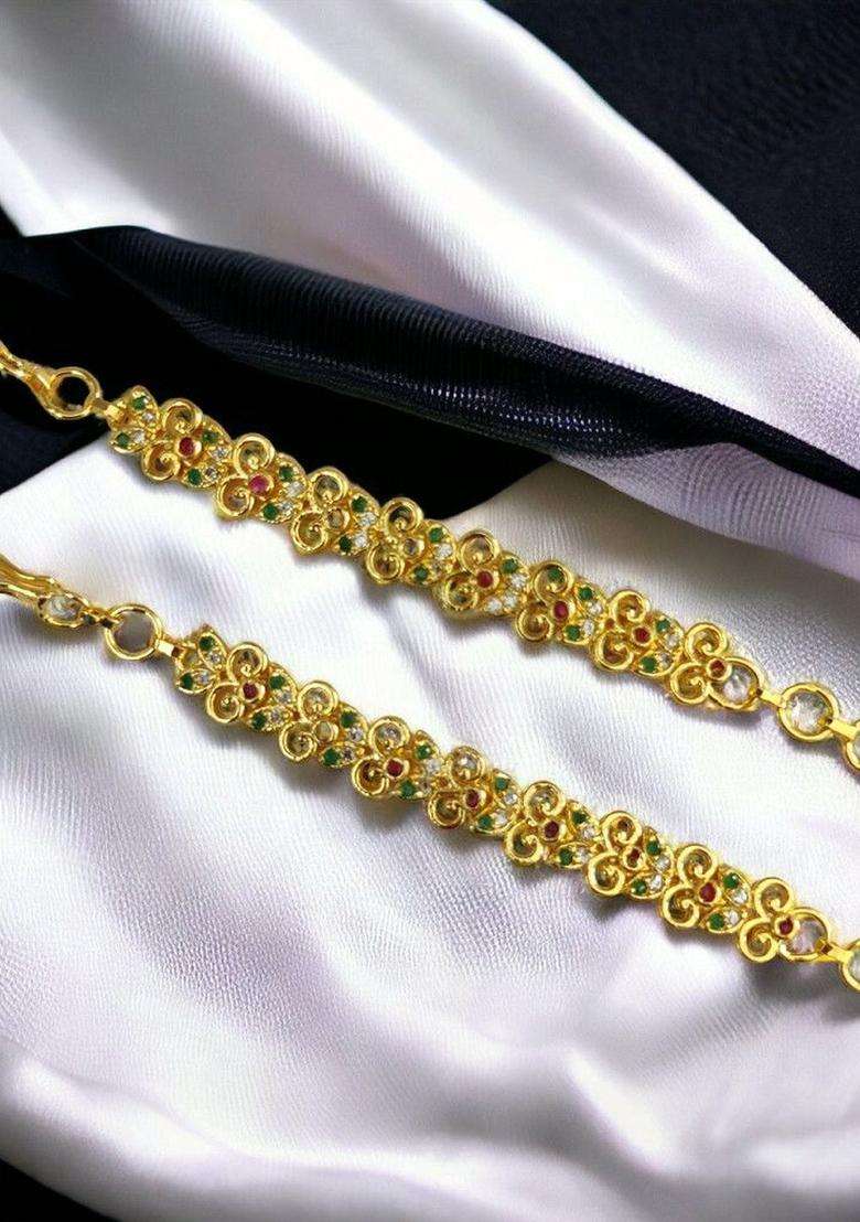 Gold-Plated Floral Earrings with CZ Stone for Women | Traditional Temple Jewellery for Wedding & Festive Wear | Gift for Her - Indya