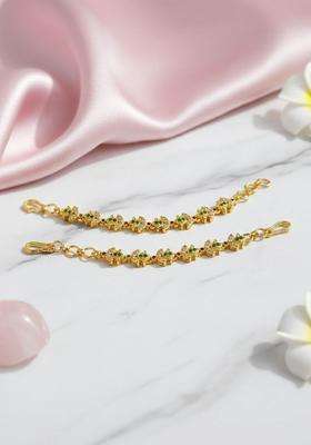 Gold-Plated Floral Earrings with CZ Stone for Women | Traditional Temple Jewellery for Wedding & Festive Wear | Gift for Her