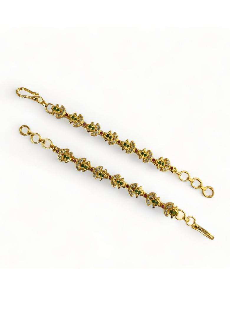 Gold-Plated Floral Earrings with CZ Stone for Women | Traditional Temple Jewellery for Wedding & Festive Wear | Gift for Her - Indya