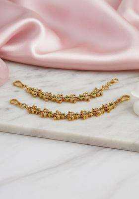 Gold-Plated Floral Earrings with CZ Stone for Women | Traditional Temple Jewellery for Wedding & Festive Wear | Gift for Her