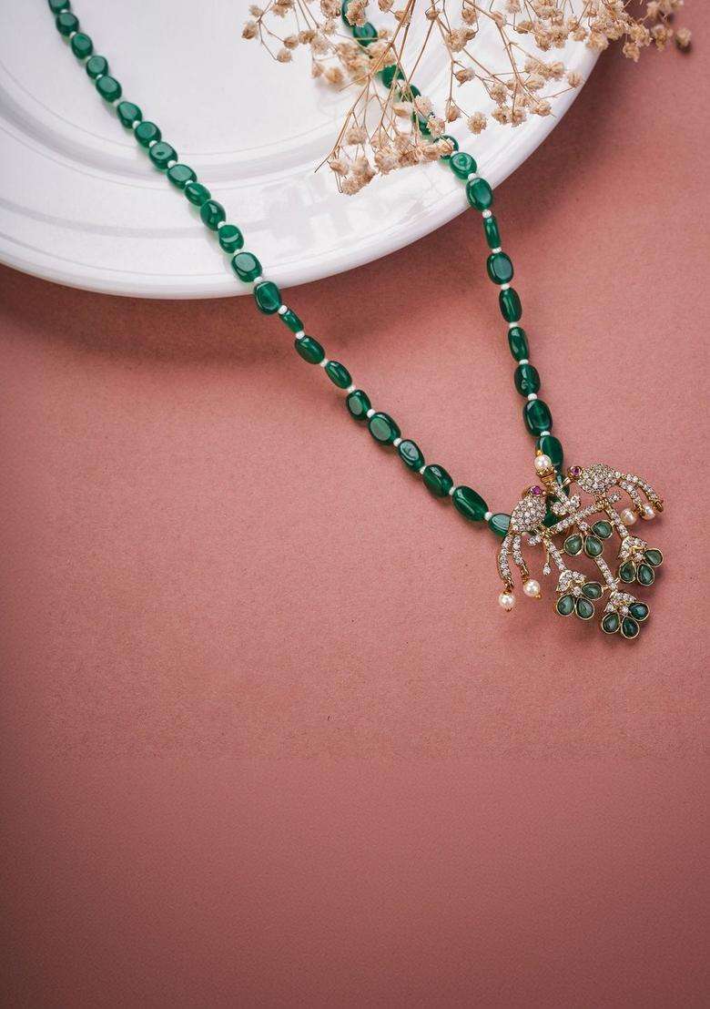 Brass Gold-Plated Temple Necklace with CZ Stone for Women | Traditional Temple Jewellery for Wedding & Festive Wear | Gift for Her - Indya