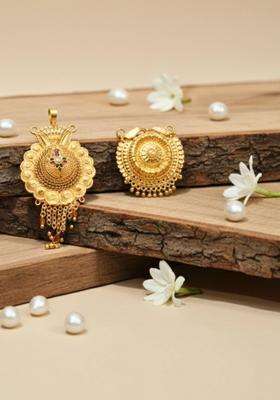 Gold-Plated Floral Pendants for Women | Traditional Temple Jewellery for Wedding & Festive Wear | Gift for Her