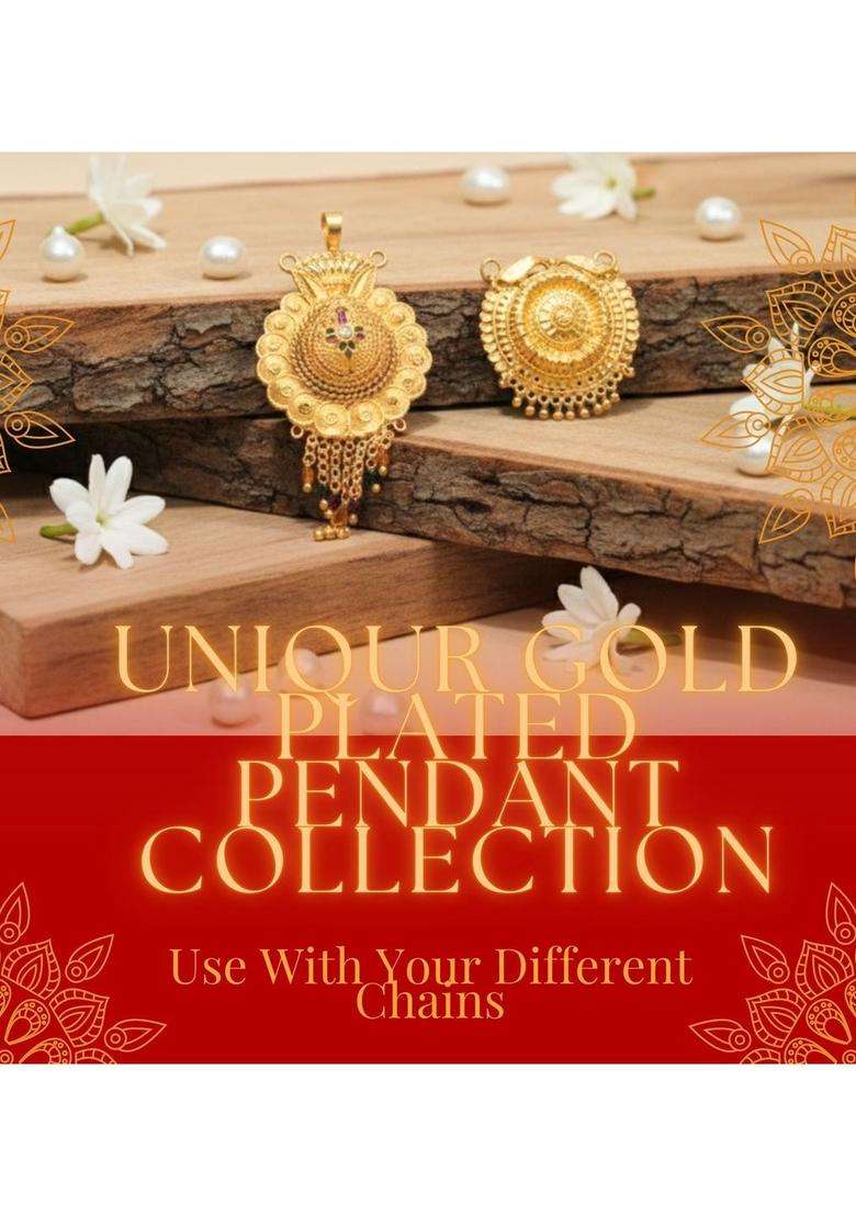 Gold-Plated Floral Pendants for Women | Traditional Temple Jewellery for Wedding & Festive Wear | Gift for Her - Indya