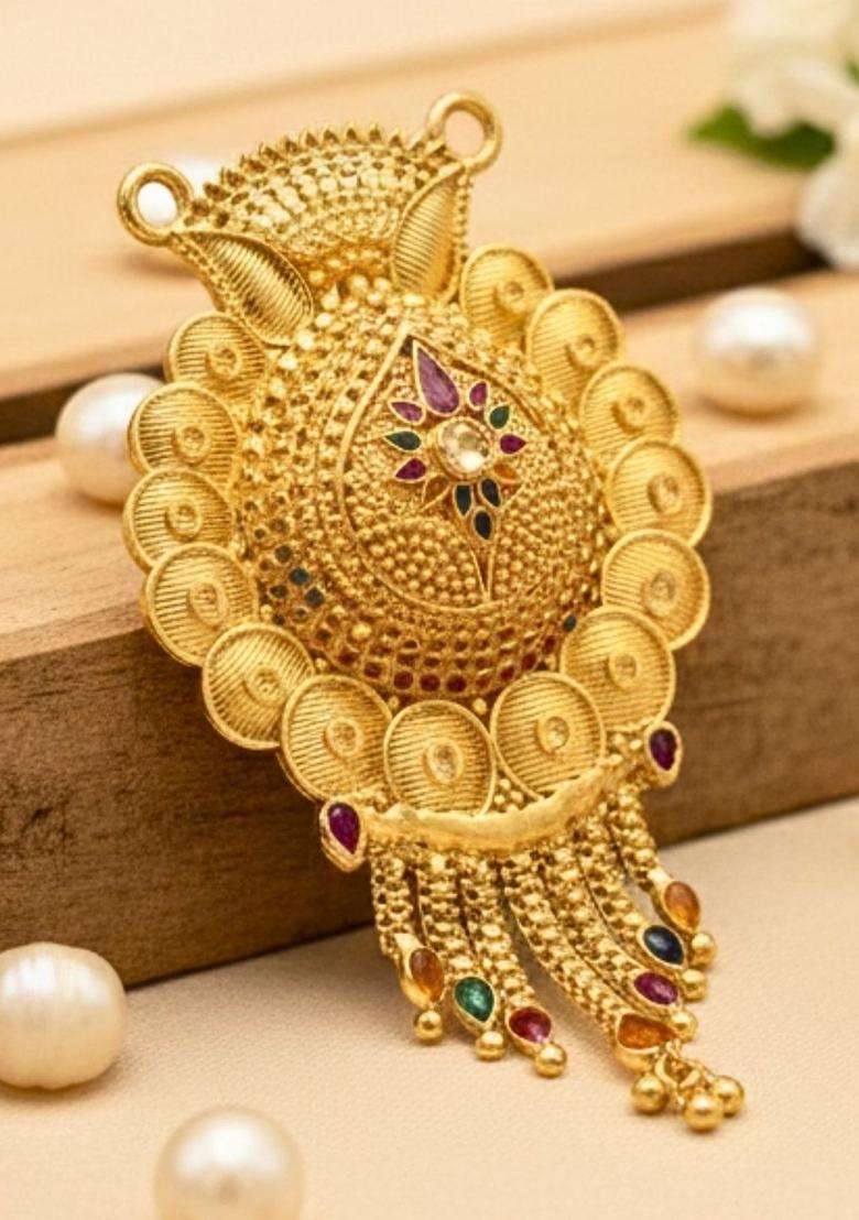 Gold-Plated Floral Pendants for Women | Traditional Temple Jewellery for Wedding & Festive Wear | Gift for Her - Indya