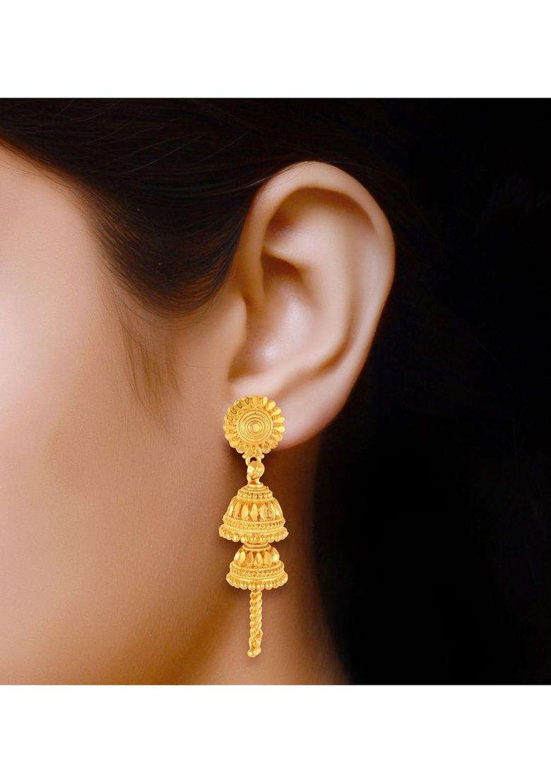Geometric Jhumkas Earrings for Women | Traditional Temple Jewellery for Wedding & Festive Wear | Gift for Her - Indya