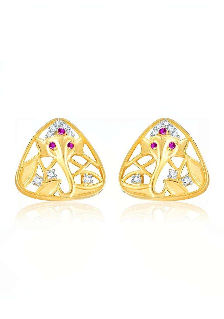 Triangular Studs Earrings for Women | Traditional Temple Jewellery for Wedding & Festive Wear | Gift for Her - Indya