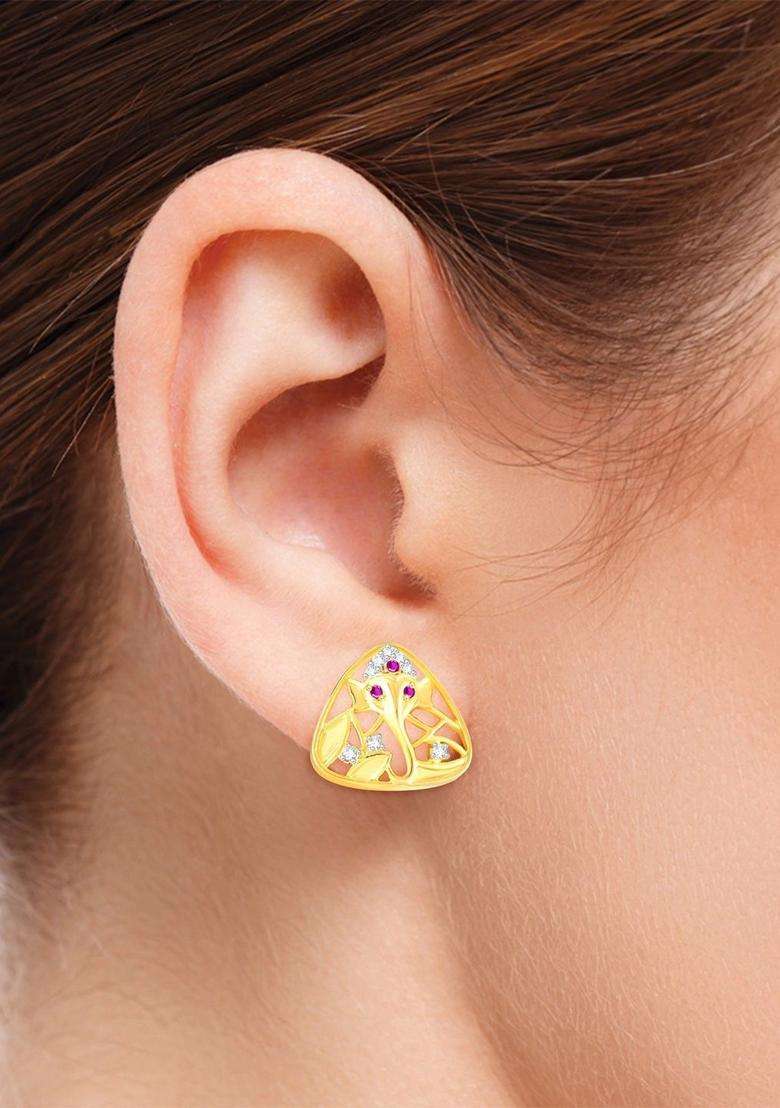 Triangular Studs Earrings for Women | Traditional Temple Jewellery for Wedding & Festive Wear | Gift for Her - Indya