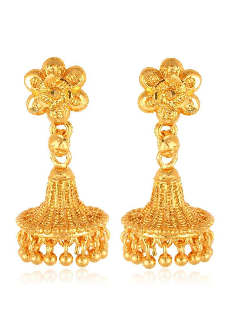 Floral Jhumkas Earrings for Women | Traditional Temple Jewellery for Wedding & Festive Wear | Gift for Her - Indya