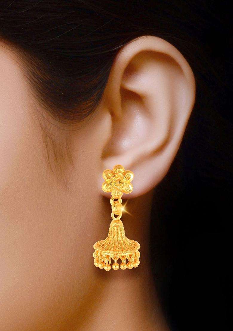 Floral Jhumkas Earrings for Women | Traditional Temple Jewellery for Wedding & Festive Wear | Gift for Her - Indya