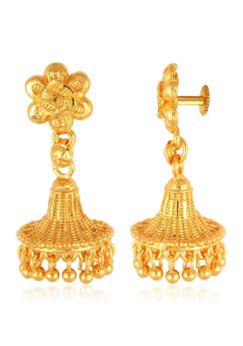 Floral Jhumkas Earrings for Women | Traditional Temple Jewellery for Wedding & Festive Wear | Gift for Her - Indya